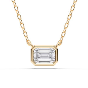 Pendentif moderne minimaliste en E-F/VVS-VS Moissanite de 1.00 carats avec lunette en diamant taillé en émeraude en argent sterling 925 pour elle - Product Image 2