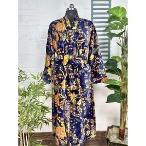 Peignoir Kimono Unisexe en Velours de Luxe, Veste Réversible en Soie Double Face, ODM, Cadeau Élégant, Ikat Vert Malibu Bleuâtre pour l'Automne, à nouer - Product Image 3