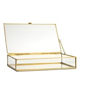 Joyero de tamaño personalizable moderno, joyero de diseño de cristal hermoso, joyería clásica hecha a mano chapada en oro - Product Image 1