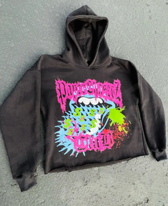 Échantillon gratuit OEM Ensemble sweat à capuche pour hommes Sweat-shirt à ourlet brut bouffant imprimé pull-over surdimensionné Sweats à capuche sans ficelles Vente en gros - Product Image 1