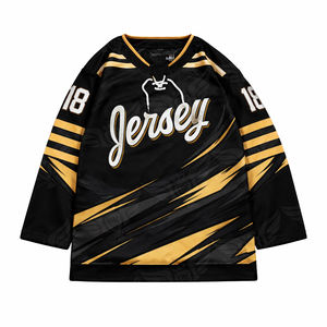 Maillot de hockey personnalisé noir et rouge 2026, maillot de hockey sur glace à manches longues personnalisé avec nom et numéro - Product Image 2