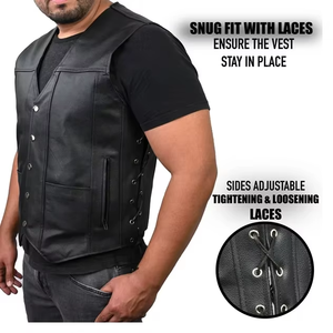 Nuevo Estilo, Venta Caliente, Chaleco de Cuero para Hombre de Color Sólido, Económico, Talla Grande, Chaleco de Cuero Urbano para Hombre - Product Image 5