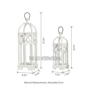 Juego de 2 Faroles de Vela Hechos a Mano de Estilo Moderno, de Madera, Color Blanco, Iluminación Decorativa para el Hogar de Alta Calidad - Product Image 4