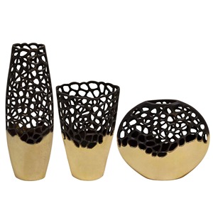 Jarrón de Metal redondo dorado con corte de celosía, pieza decorativa moderna para decoración de mesa central de sala de estar y regalos - Product Image 6