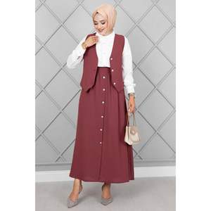 Hijab à jupe 3 pièces ensemble Rose - Product Image 1