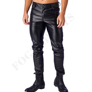<b>Hot</b> Selling Leather <b>Pants</b> Top Quality Leather Men <b>Pant</b> Outdoor Solid Color Leather Casual men's <b>pants</b> straight curved striped - Product Image 6