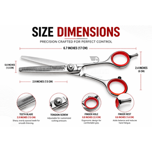 กรรไกรซอยผมมืออาชีพขนาด 6.7 นิ้ว สแตนเลสสตีล กรรไกรตัดแต่งทรงผมสำหรับช่างทำผม อุปกรณ์ตัดผมในร้านเสริมสวย ปรับระดับได้ด้วยสกรู OEM - Product Image 4