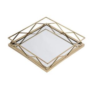 Plateau de rangement en verre à bord doré de style nordique, élégant organiseur de bureau pour papeterie et étui de rangement de beauté, plateau miroir de luxe - Product Image 3