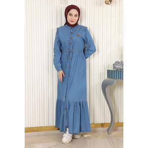 Robe en jean décontractée avec ceinture à nouer et boutons - Product Image 6