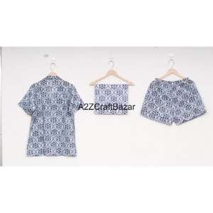 Ensemble de pyjama en coton non tissé à manches courtes à motif floral pour l'été, imprimé, 100% coton, doux, respirant, séchage rapide, vêtements de nuit de luxe, à porter au quotidien - Product Image 4