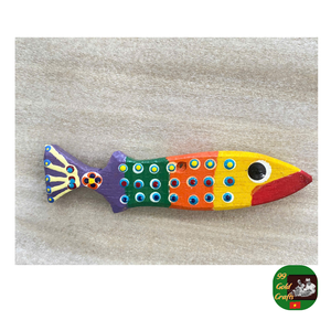 Estatuilla de pez de madera, juguete de pez de madera tallado a mano, recuerdo costero artesanal rústico pintado, arte popular de pez de madera para exportación - Product Image 2