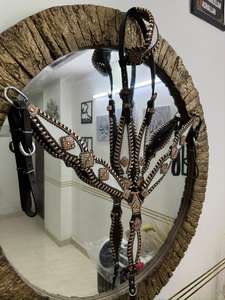 Ensemble de sellerie western en cuir véritable, léger, avec têtière et collier de poitrage, personnalisation disponible - Product Image 3