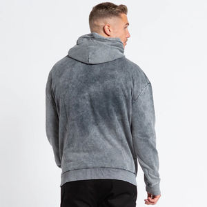 Sudadera con capucha de algodón 100% personalizable para hombre, sudadera bordada con lavado ácido de invierno, ajuste Regular, poliéster/algodón teñido liso - Product Image 3