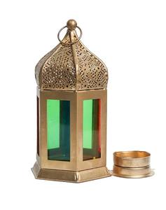 <b>Set</b> of 2 Gold Metal Lanterns Moroccan Style Hanging & Tabletop Lanterns for Home <b>Garden</b> Festive and Event Decoration Use - Product Image 2