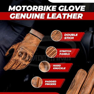 Gants de moto en cuir à doigts entiers Protection des mains Gants de moto Gants de moto respirants - Product Image 2