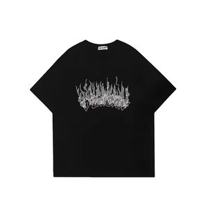 Camiseta Personalizada con Pedrería, Estilo Vintage, Hombros Caídos, Estilo Hip Hop, Camiseta de Algodón Grueso para Hombre - Product Image 1