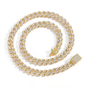 Cadena cubana Real de 10MM Iced Out Round Cut Moissanite Hip Hop Collar Plata/Chapado en oro Bling Jewelry para eventos de regalo de moda - Product Image 5