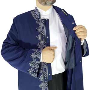 Abrigo de invierno tradicional musulmán de lino Jubbah Kurta para hombre, bata de imán bordada, bata de oración con sello para musulmanes islámicos - Product Image 2