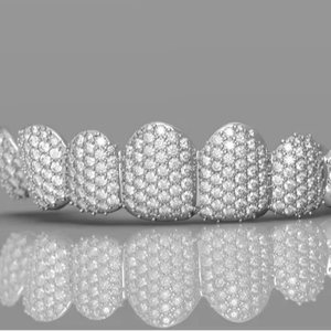 Juego de Joyería Dental de Plata 925, Estilo Grillz, Completamente Cubierto de Circonitas, Engaste Micro Pavé, Joyería Dental de Lujo para Hip Hop, para Fiestas - Product Image 1