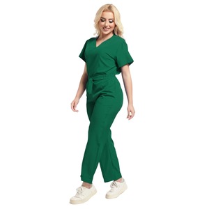 Col femme coton gommage manteau ouverture vêtements médicaux pour soins infirmiers Spa vétérinaire travail confortable gommage ensembles pour médecins salopette - Product Image 3