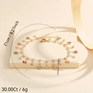 Wholesale unique design colorful butterfly-shaped diamond Metal <b>Anklets</b> - Product Image 6