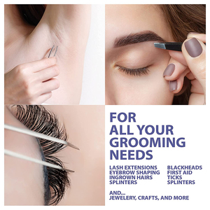 Juego de 4 Pinzas para Depilar Cejas de Acero Inoxidable Alemán con Puntas Rectas, Inclinadas, Puntiagudas y Anguladas - Product Image 4