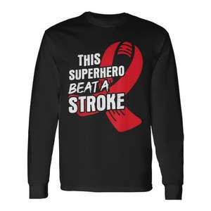 Superhero <b>Beat</b> Stroke Survivor Long Sleeve Promotional <b>T</b>-<b>Shirt</b> - Product Image 1
