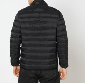 Veste matelassée unisexe décontractée d'hiver à capuche coupe-vent, col rond, fermeture éclair avec logo sur le devant, motif uni, polyester/coton - Product Image 3