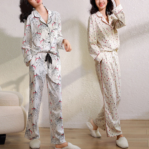 Pijama de manga larga con estampado completo para mujer, pijama de 100% algodón, ropa de salón de gama alta, ropa de casa - Product Image 6