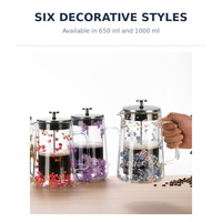 OEM ODM 650ml 1000ml Presse à café/thé en verre borosilicate à double paroi avec filtre en acier inoxydable 304