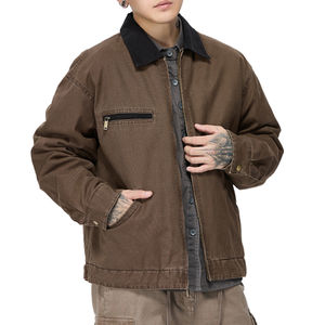 Chaquetas de Trabajo Industriales Resistentes de Primera Calidad al por Mayor, Color Sólido Personalizado, Invierno, Lona Ecológica, Logotipo Frontal - Product Image 5