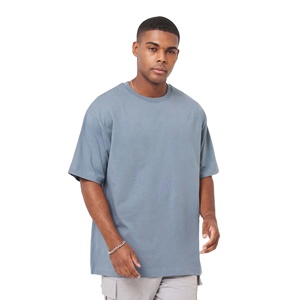 240 GSM peso pesado logotipo personalizado 100% algodón hombro caído camisetas recortadas de gran tamaño Boxy Impresión de letras de alta calidad para hombres - Product Image 1