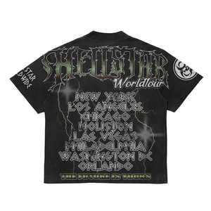 Camiseta gráfica de lavado ácido retro, Camiseta extragrande desgastada, camiseta de lavado ácido de estilo urbano, camiseta de microfibra de lavado ácido de hip-hop - Product Image 3