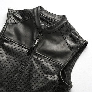 Conçu sur mesure professionnel confortable tissu hommes hiver sans manches en cuir gilet coupe-vent grande taille vêtements de moto de plein air - Product Image 3