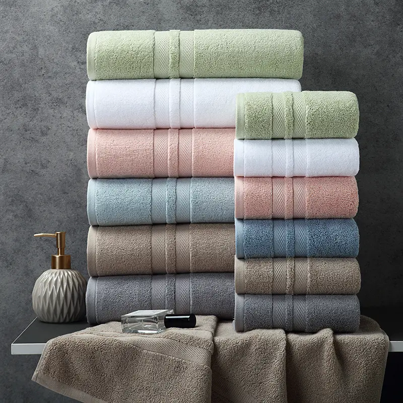 Fábrica venda direta toalha conjunto 100% algodão mais grosso mais macio absorvente de alta qualidade toalha de banho conjunto barato cozinha toalha conjunto