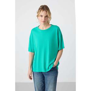 Camiseta Básica de Algodón y Modal con Cuello Redondo y Corte Holgado para Mujer, Uso Diario Informal, Blanca, Tallas S-XL (Modelo 97285) - Product Image 3