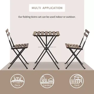 ชุดบิสโทรไม้อะคาเซียสไตล์ฝรั่งเศสที่ทันสมัยพร้อมส่วนประกอบพลาสติกสำหรับสวนระเบียงโต๊ะกลางแจ้งสำหรับห้องนั่งเล่นในโรงแรม - Product Image 5