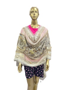 Glamorous Pure <strong>Wool</strong> Silk <strong>Shawls</strong> Handmade with <strong>Embroidery</strong> Featuring Contrast Jacquard Border Weaving Enhancing Your Style - Product Image 2