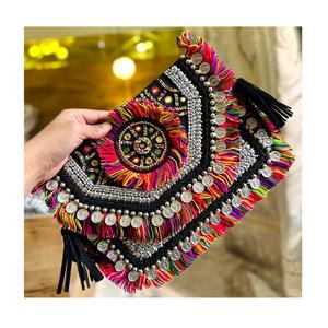 Indian Boho Designer Handmade Women's Canvas Messenger Bag Fashionable Shoulder <b>Clutch</b> for Evening Shopping Parties Wholesale - Product Image 4