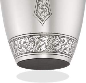 Urna conmemorativa de cremación para adultos para cenizas humanas, urna funeraria de latón con Cruz grabada en peltre con bolsa de terciopelo - Product Image 3