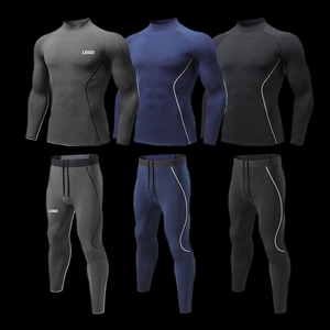 Polyester Quick Drying Seamless Waterproof Sportswear 4 Way Stretch <b>Mens</b> <b>Compression</b> <b>Tights</b> Base Layer Set <b>for</b> Training - Product Image 3