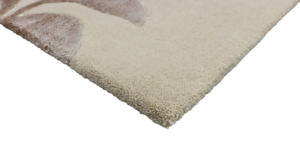 Tapis d'intérieur moderne en laine et tencel, fait main, sur mesure, couleur ivoire brun, design patchwork floral, adapté aux animaux domestiques, dos antidérapant - Product Image 4