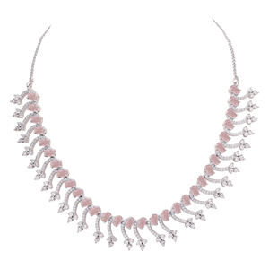 Delicado collar AD Chapado en plata, regalo de joyería de latón plateado para mujeres para fiestas - Product Image 4