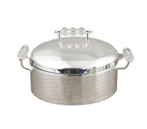 Casserole en acier inoxydable de qualité décente avec couvercle et couvercle design avec chauffe-plats fini unique antique - Product Image 1