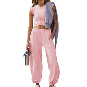 Ensemble de veste de yoga haut court lavé à tricoter pour femmes survêtement d'hiver zippé léger avec style décontracté de couleur unie - Product Image 1