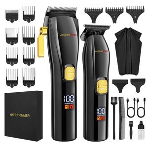 Kit Profesional de Cortadora de Pelo Inalámbrica LED para Hombre, Recortadora con Cuchilla en T, Carga USB, Set Completo de Corte de Pelo, Kit de Barbería - Product Image 1