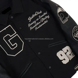 เสื้อโค้ทสำหรับผู้ชายเสื้อโค้ทผ้าวูลปักลายด้วยกำมะหยี่สำหรับ100% บอมเบอร์เสื้อแจ็คเก็ตเบสบอล vasrsity - Product Image 3