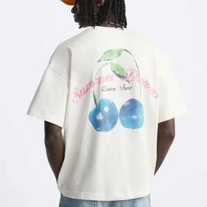 เสื้อยืดผู้ชายโอเวอร์ไซส์ลายนูนทำจากผ้าฝ้าย100% แนวสตรีทแวร์แบบถักลายล้างกรดแนววินเทจแบบกำหนด3D เอง - Product Image 3