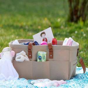 Gran oferta, bolsa de almacenamiento portátil con múltiples bolsillos de fieltro para pañales de bebé, cesta organizadora de coche de gran capacidad para bebé con asas - Product Image 5