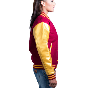 Vente en gros de veste universitaire recadrée de style vintage pour femmes avec logo personnalisé Nouvelle veste en cuir brodée à la mode en coton pour l'extérieur - Product Image 2